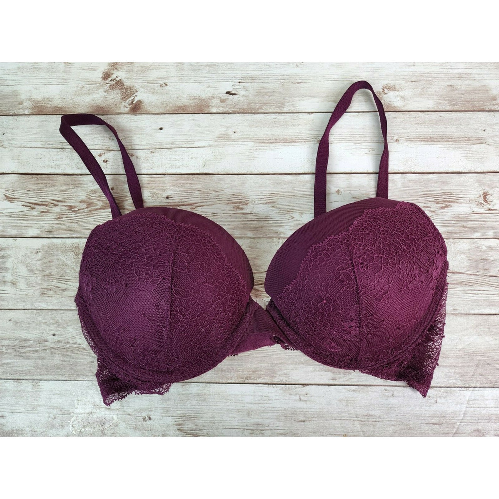 Victoria's Secret Women's Very Sexy Push Up Bra‎ Size 34C Purple Plum Lace